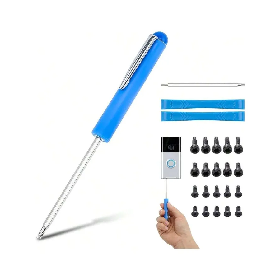 Juego de puntas de destornillador RingDoorbell, destornillador de doble punta T6 T15 con 20 piezas, compatible con todos los modelos de videoportero Ring, color azul