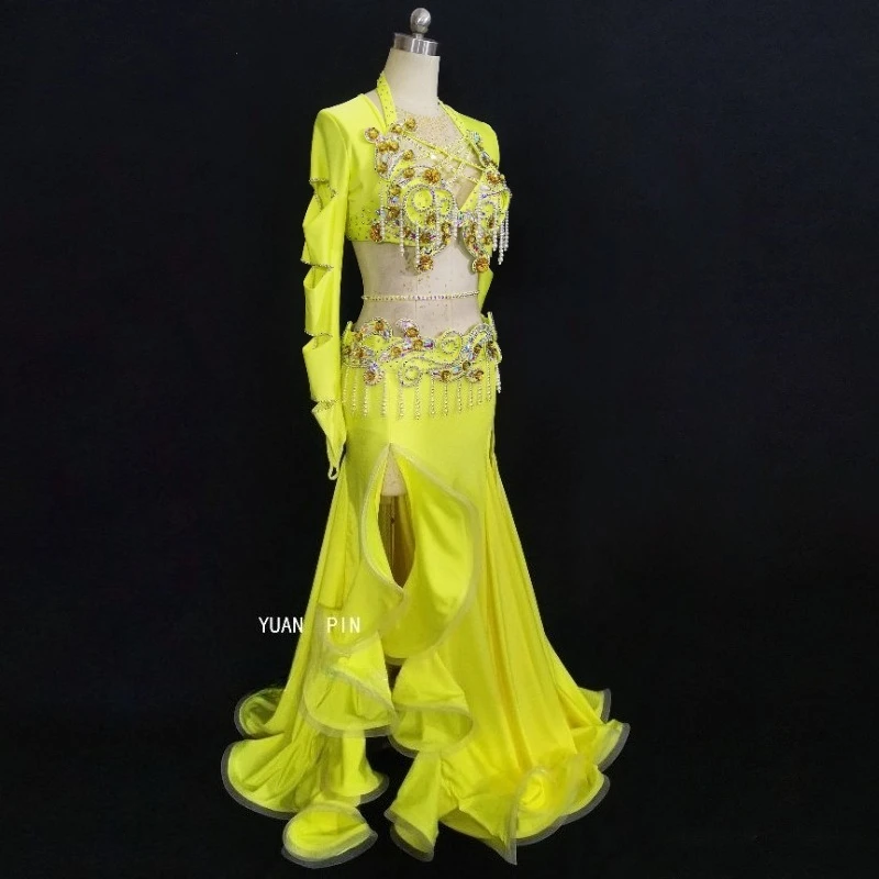 맞춤형 밸리 댄스 의상 새로운 여신 기질 가방 엉덩이 피쉬 테일 스커트 세트 동부 댄스 의상