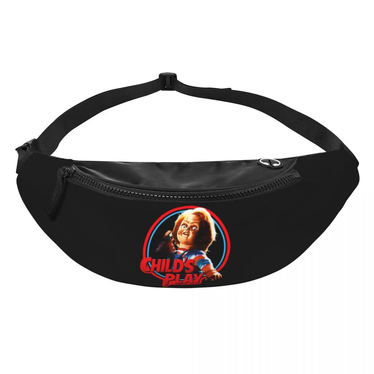 Chucky riñonera personalizada para niños, bolsa de cintura cruzada para viajes, senderismo, teléfono, dinero, película de terror fresca, hombres y mujeres