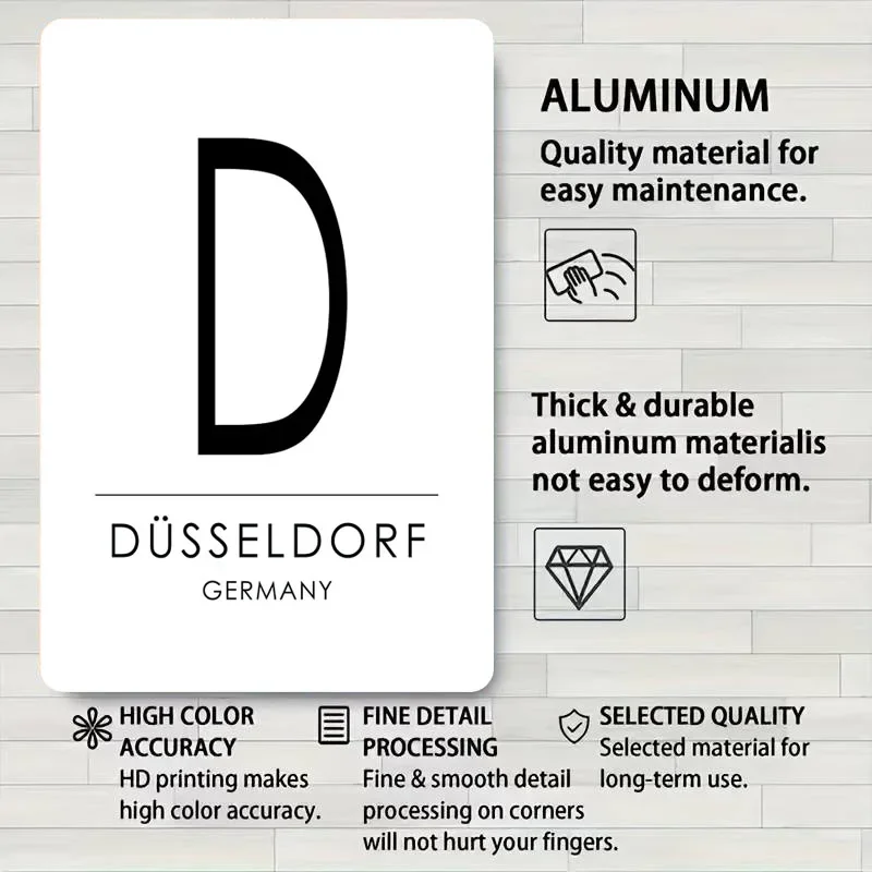 ديزيلدورف ألمانيا طباعة علامة سيتي سكيب ملصق ديكورات غرفة المعيشة علامات القصدير المعدنية المخصصة للجدار الفن الديكور المنزل الرجعية