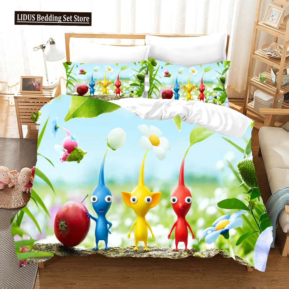 

3D Pikmin Bedding Sets Duvet Cover Set With Pillowcase Twin Full Queen King Bedclothes Duvet Cover