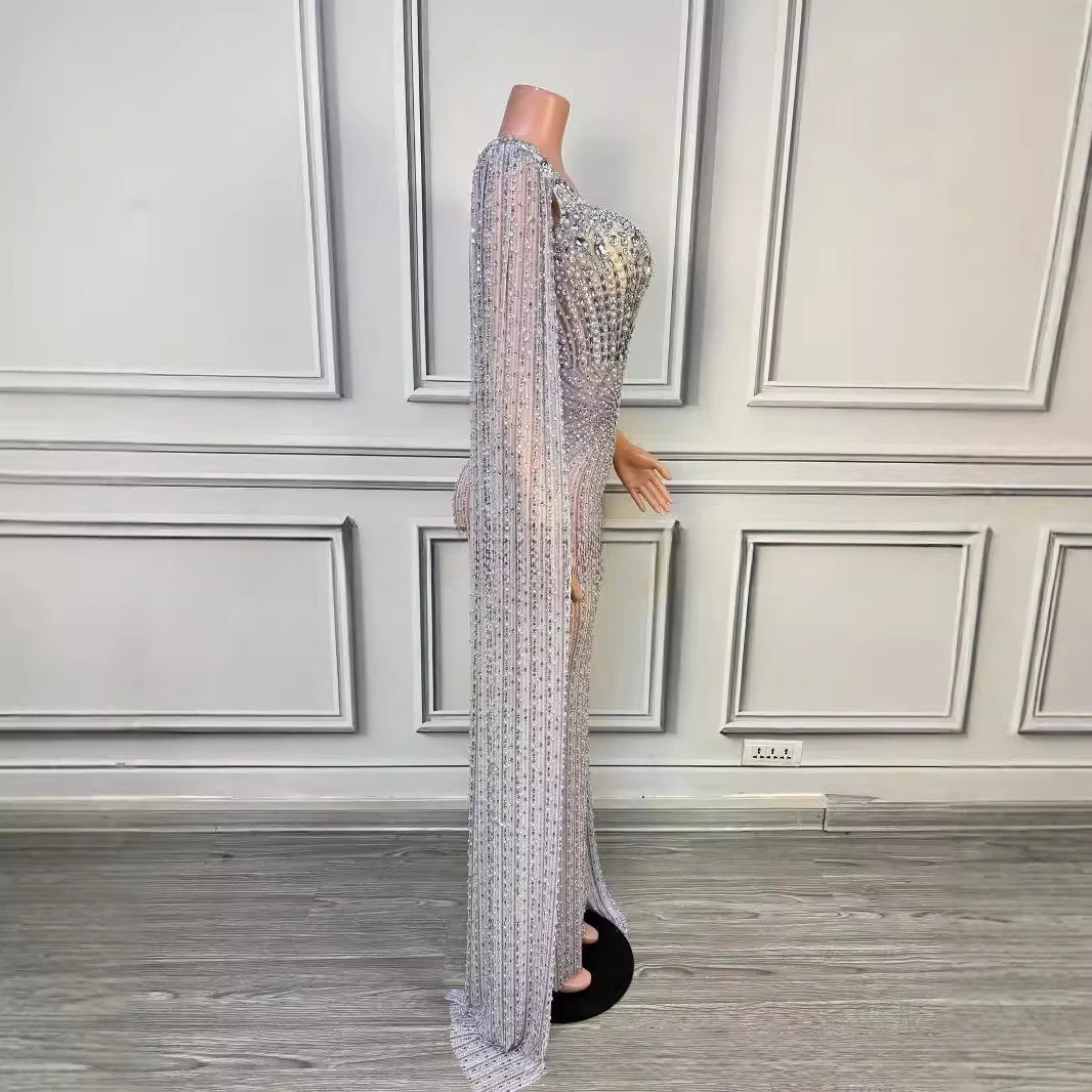 Deep V Bright Diamonds Luxury Cocktail Party Evening Dress Miss Universe Pageant Model Runway Compass Vestidos De Fiesta De Lujo