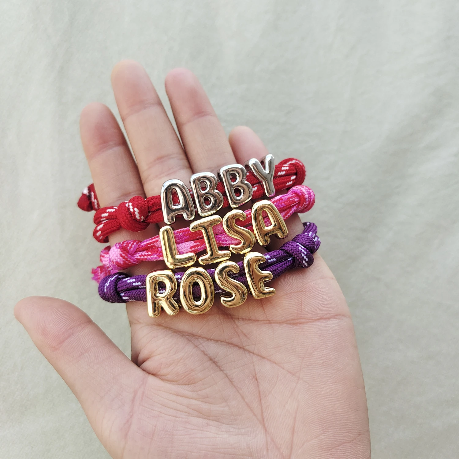 تخصيص نسج اسم سوار اليدوية DIY مضفر الملونة سلسلة أسماء سوار للنساء سحر مجوهرات من صلب لا يصدأ هدايا #5