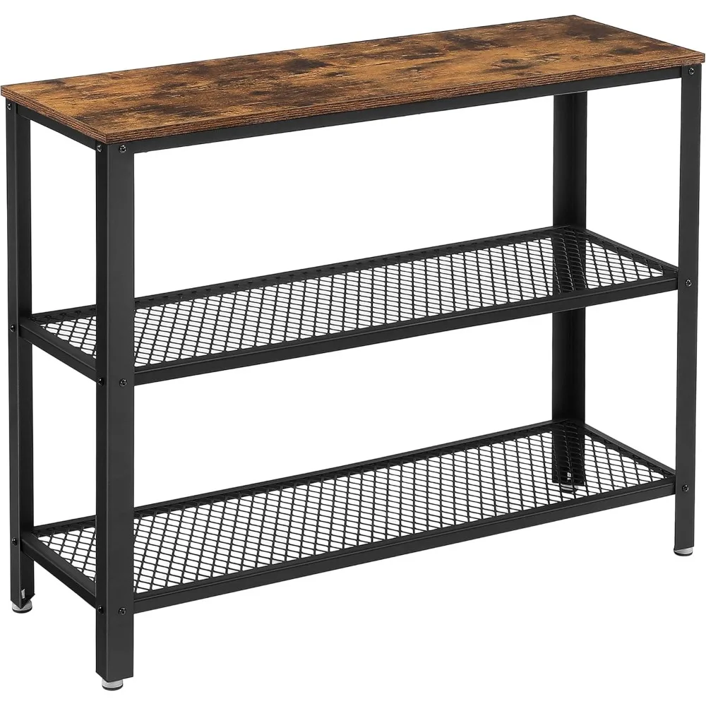 

40" Industrial Console Table, 3 Tier Entryway Table with Storage Shelf, Narrow Sofa Table for Living Room, Hallway, Entrance Ha