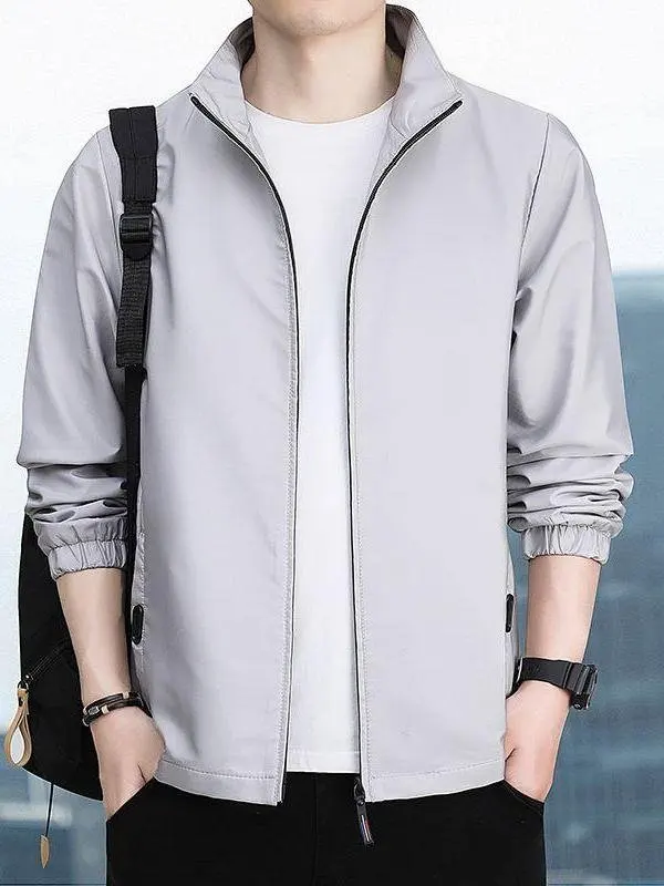 

Весенне-осенняя мужская куртка с легким воротником-стойкой, повседневная тонкая верхняя одежда, модное повседневное пальто для бизнеса