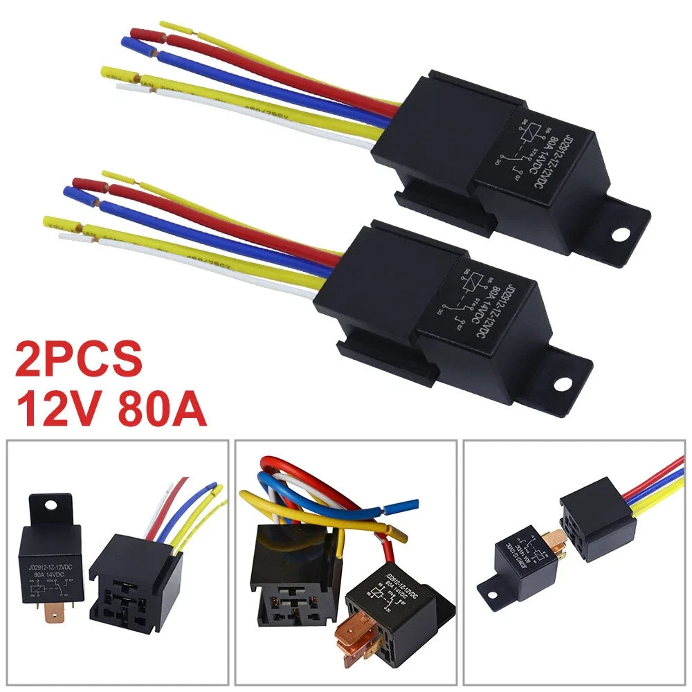 

Реле 12 В, эффективное реле 80a, автомобильное реле, сильное для электрических водяных насосов, звуковых сигналов, автомобильной электроники