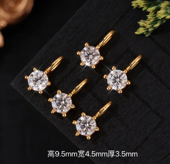 18k gold white moissanite pendants 6 claws au750 jewelry components