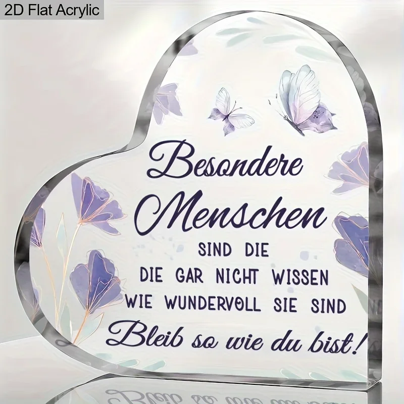 German Inspirational Gifts Women Acrylic Plaque Besondere Menschen Bleib so wie du bist Heart Shaped Acrylic Ornament