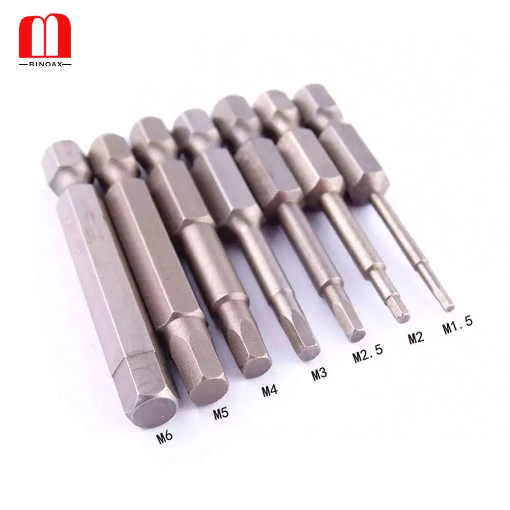 BINOAX 7pcs 50mm 1/4 Inch Hex Shank Magnetic Hex Head Screwdriver Bits