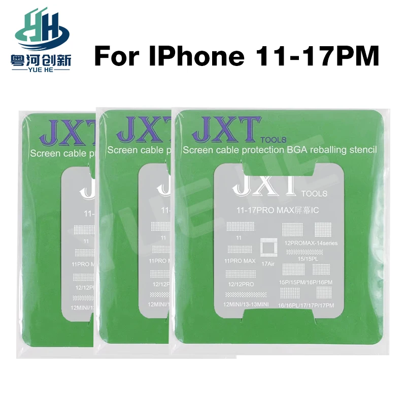Plantilla de Reballing JXT para IC de Pantalla de iPhone 11 a 17 Pro Max, Protección de IC de Pantalla, Plantillas de Reballing BGA