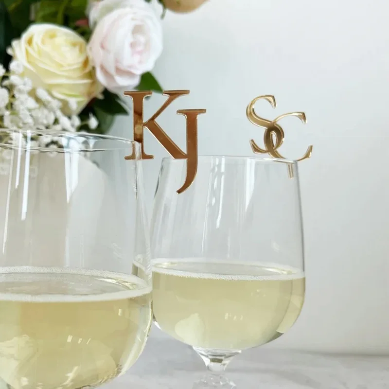 20/100Pcs Personalized Drink Stirrers Drink Tags With Initials Wedding Wine Charm Table Decor Drink Toasting Tags Glass Markers