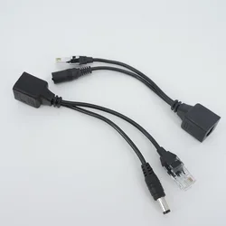 Cable adaptador de alimentación pasiva POE RJ45 DC sobre Ethernet, módulo de fuente de inyector divisor POE, blanco y negro, 12-48v para cámara IP CCTV