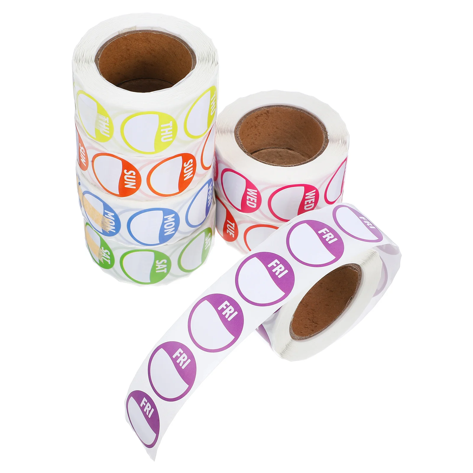 

7-рулонные наклейки для управления инвентарью, этикетки Days of Week с английскими буквами для запечатывания упаковки пищевых продуктов, клейкие наклейки на неделю