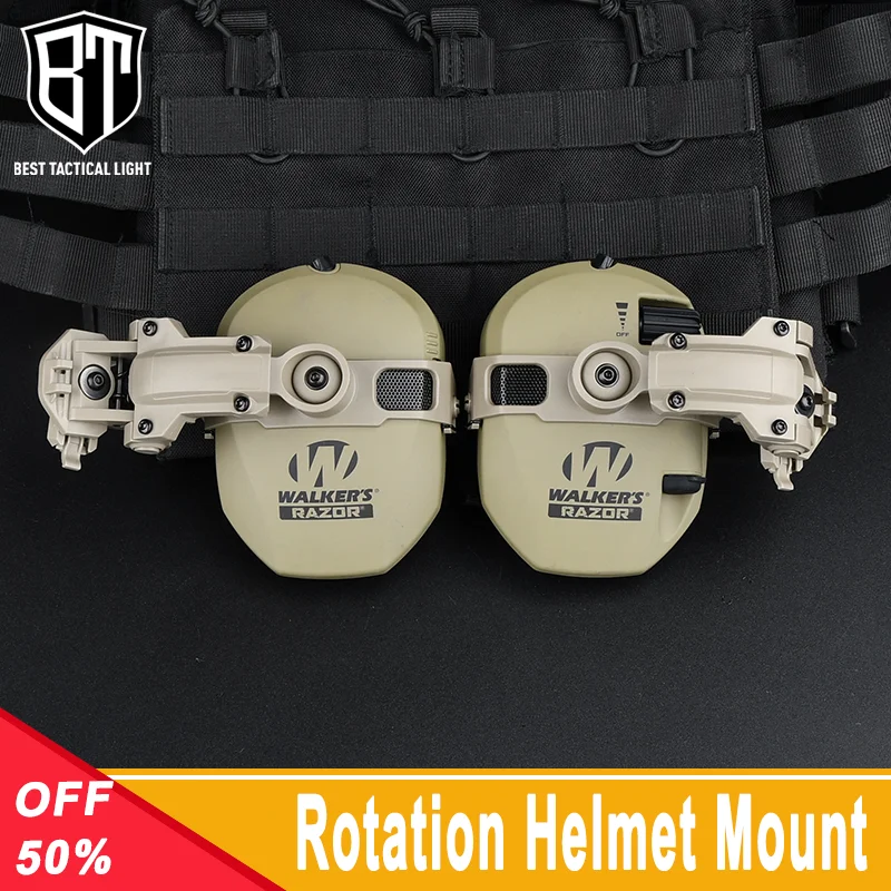 Tactical 360°Rotation Helmet Mount Adapter Headset Bracket For CWalker's Razor lmpact Headset Sport Headset FAST Wendy Helmets