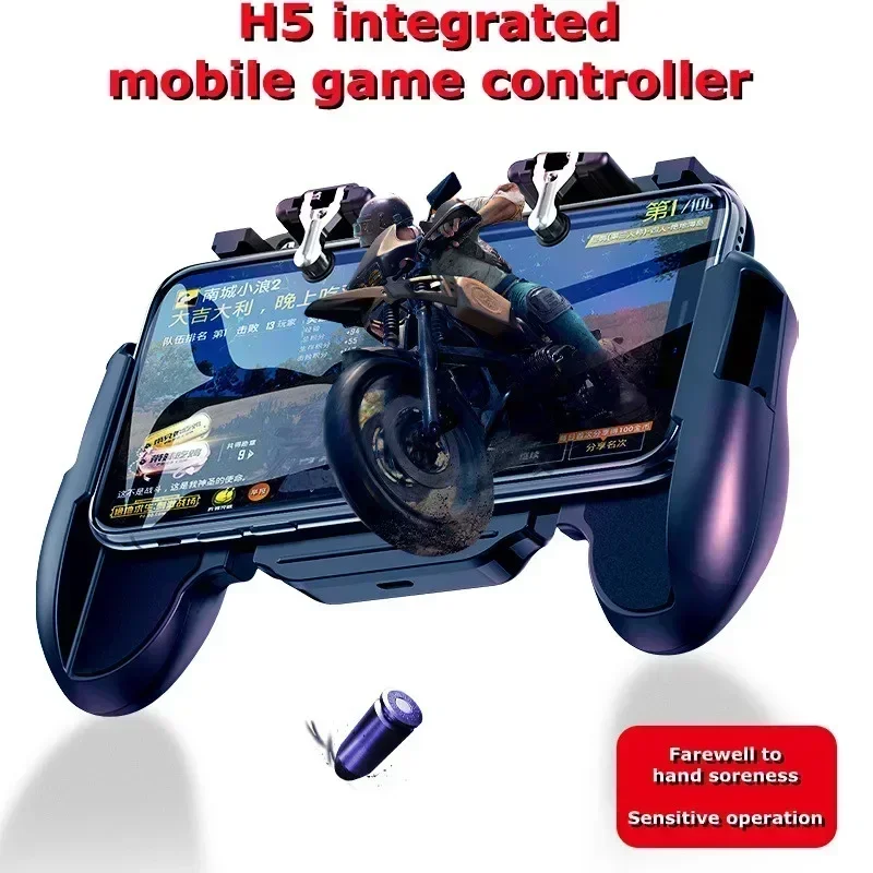 H5 4-finger Linkage Mobile Phone ABS Gamepad Controller with Cooling Fan Radiator for IOS Android Gaming Accessories Game Handle