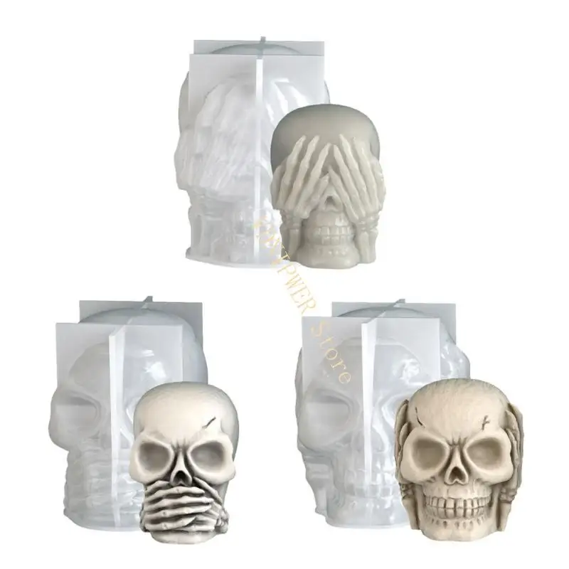 

Профессиональная силиконовая форма с черепом и точной детализацией зубов, инструмент для крафта для декора на Хэллоуин, реквизит