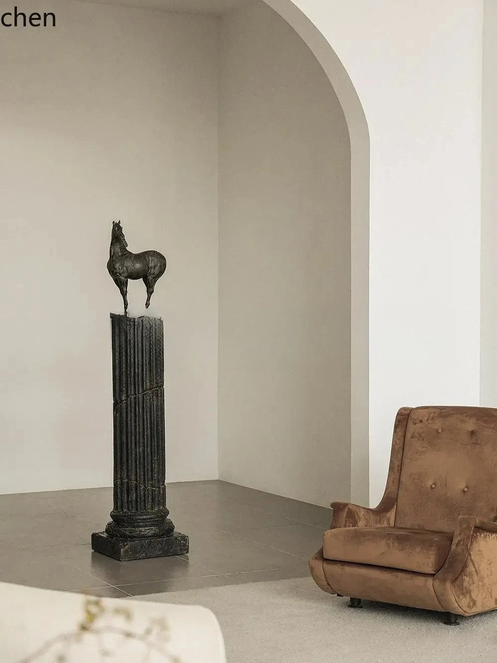 BJ-12 horse sculpture table ornament hotel entrance retro pillar clothing store high-end floor base