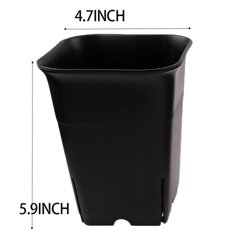 12PCS-Pack Black Square Plastic Succulent Plant Pot for Plant Flowers Cactus, Etc., Black Nursery Flower Pot