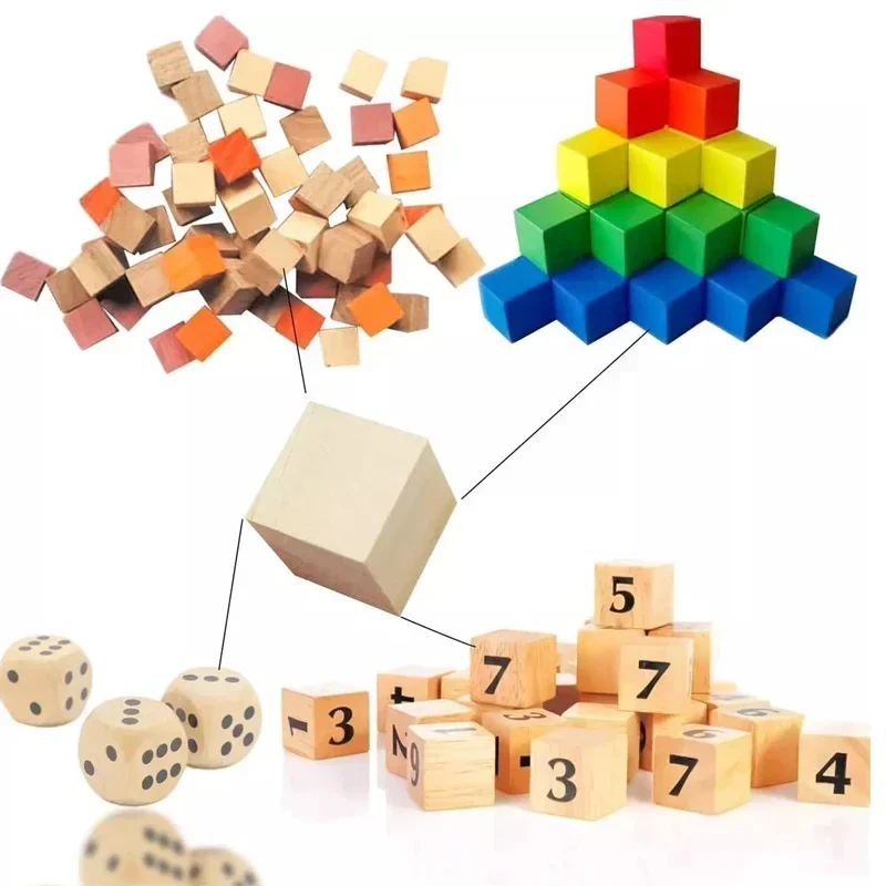 50/100pcs 20/25/30mm Solid Smooth Unfinished Wood Cubes, Blank Wooden Blocks for DIY Crafts, Creating Unique Puzzle Making Piece