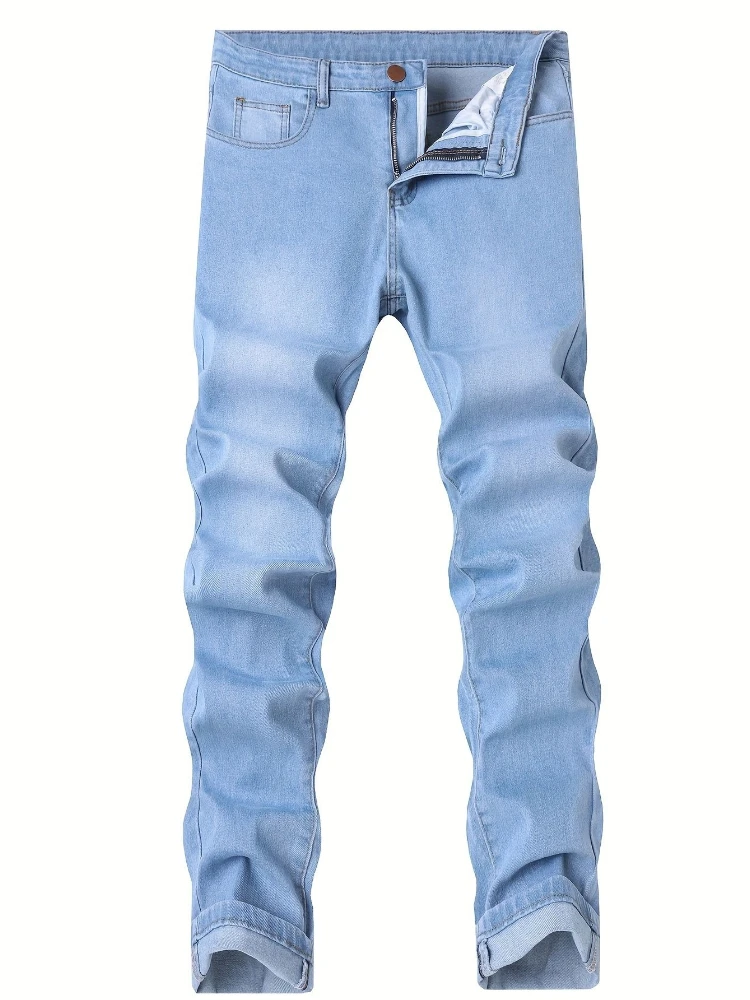 

Classic Design 2026 Men's Jeans Light Blue Stretch Skinny Casual Denim Trousers Brand Clothing Streetwear Fashion Male Pants