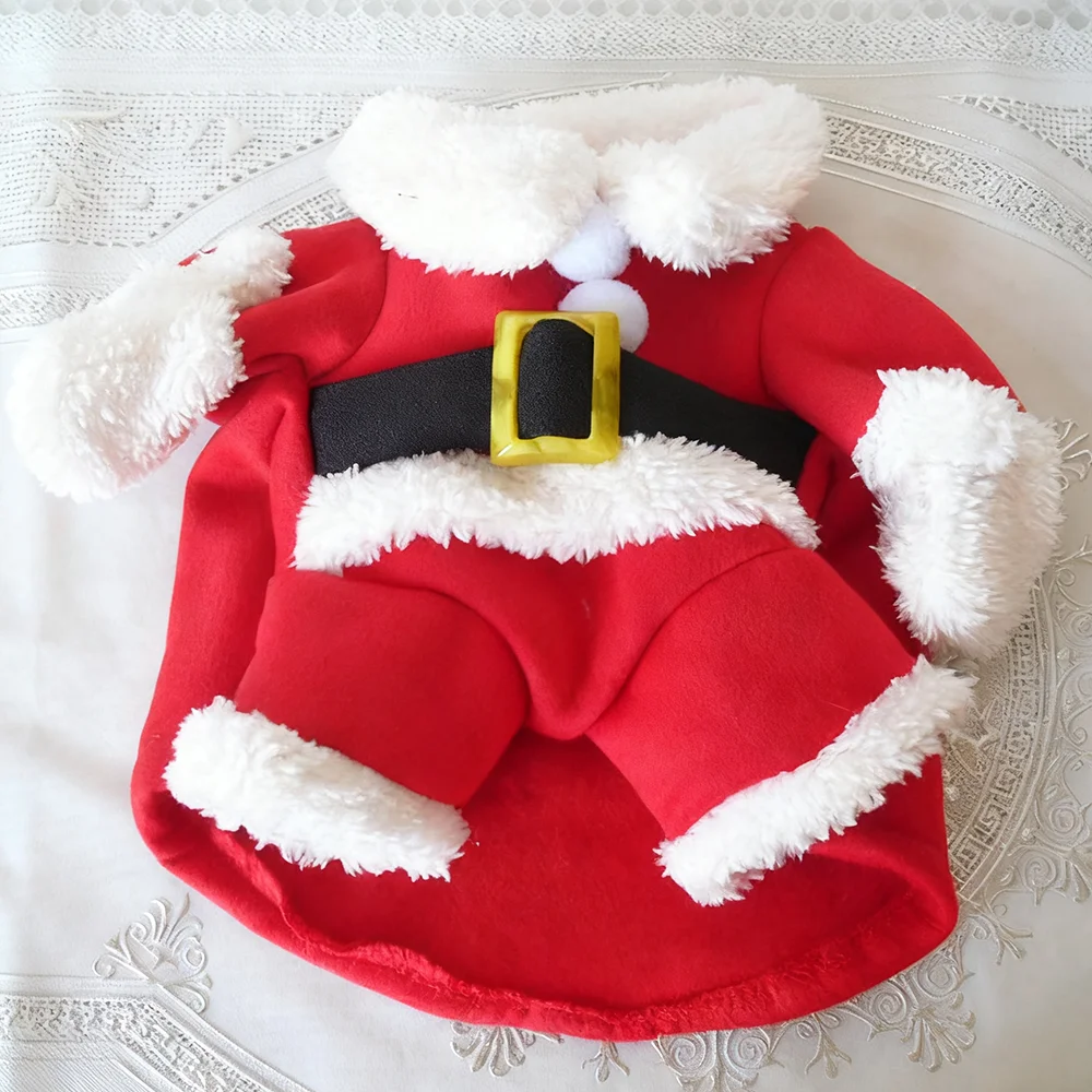 Weihnachts-Haustierkostüm für kleine und mittelgroße Hunde, Katzen, süßer Weihnachtsmann, Katzenkleidung, lustige Party-Anzieh-Katzen-Overall, Sphynx-Bekleidung – Detail 4