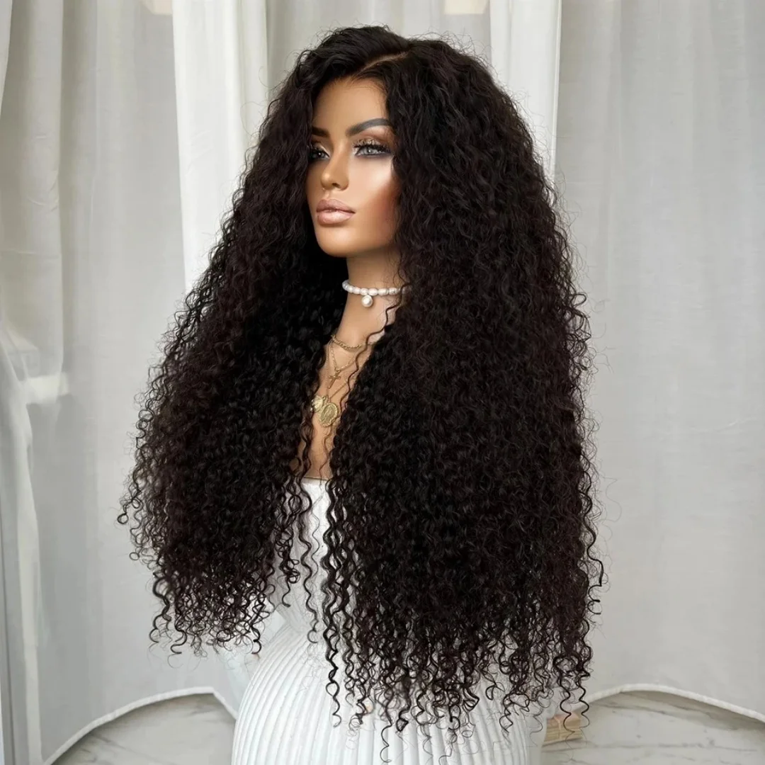 黒-26-インチ-180-密度ナチュラル-13-4-1-レースフロントウィッグ女性用ベビーヘアプレプラッキング済み接着剤不要の合成繊維デイリーウィッグ