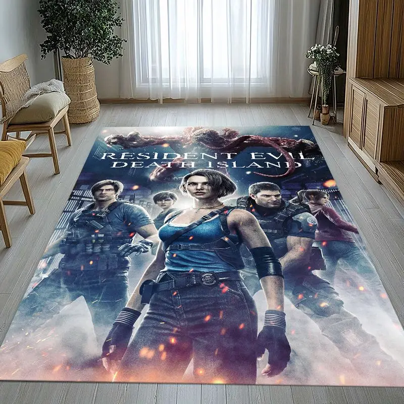 Vintage Game R-Resident Evil Leon Soft Non-Slip Area Rug for Living Room,Bedroom Playroom Carpet Mat for Sofa,Home Decor Gift
