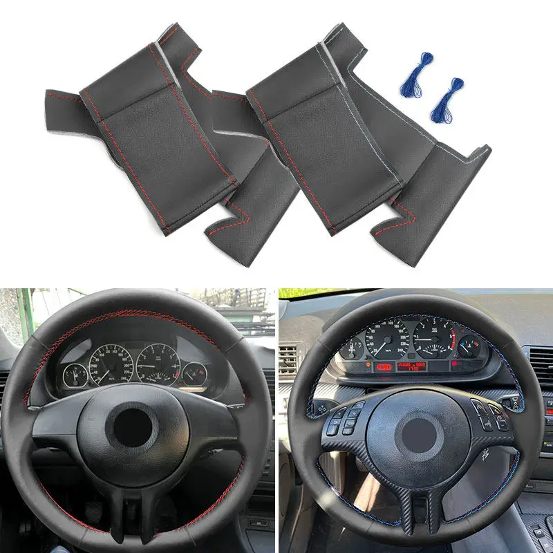 

Hand Stitched Microfiber Leather For BMW 3 5 Series E46 E39 X5 E53 Z3 E36 2000-2003 Not M Sport Car Steering Wheel Cover Trim