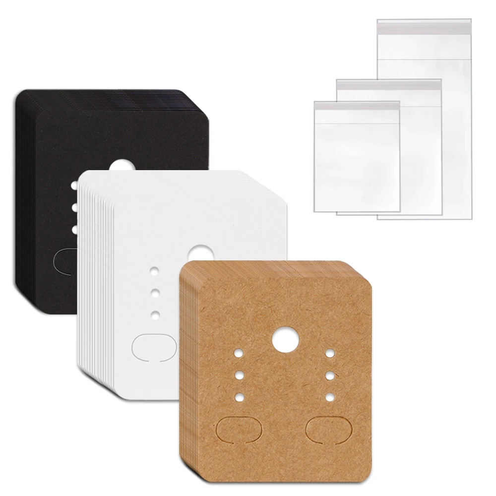 

50/100pcs 4.7x3.8cm White Brown Black Cardboard Display Cards Holder Stand for Earring Jewelry Packaging Small Business Supplies