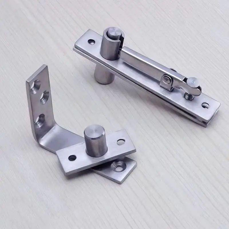 Stock 1Set Stainless Steel Thicken Heavy Door Pivot Hinge L Type 360° Rotary Invisible Hidden Door Hinges Loading 150KG/Set