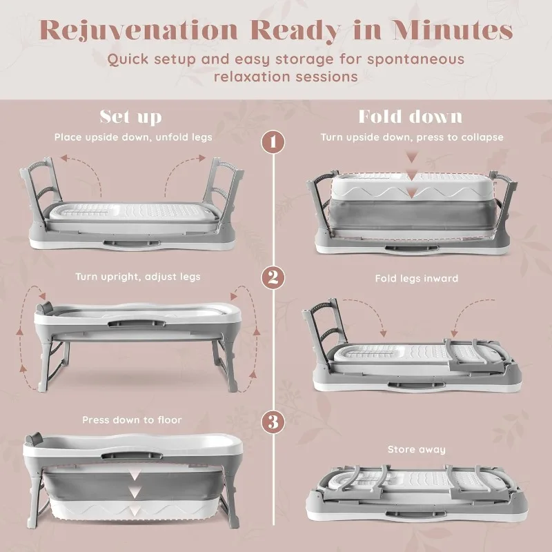Tragbare Badewanne für Erwachsene-große faltbare zusammen klappbare Badewanne mit 56 Zoll-ergonomisch gestaltet für das ultimative entspannende Einweichen