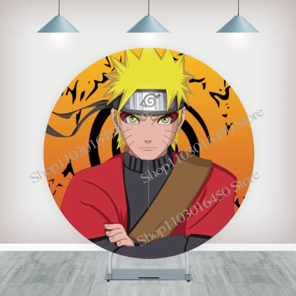 Naruto Uzumaki Pesta Ulang Tahun Lingkaran Elastis Bulat Silinder Latar Belakang Alat Peraga Dekorasi Baby Shower untuk Acara Anak Laki-laki