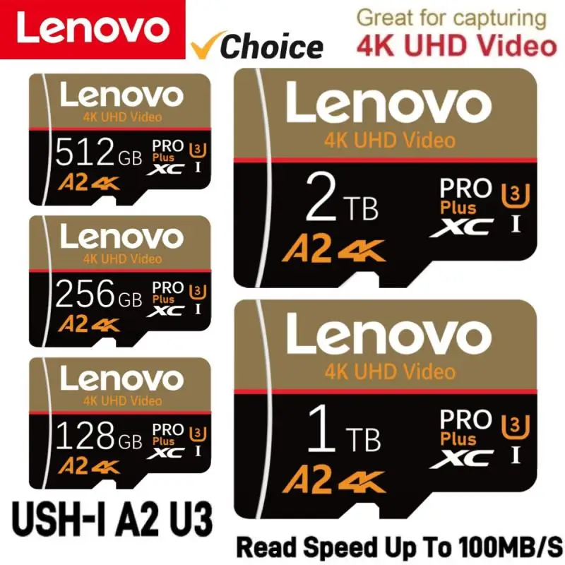 Lenovo SD Card 2T 1T การ์ดหน่วยความจำความจุขนาดใหญ่128GB 256GB การ์ด Micro TF SD ความเร็วสูง512GB สำหรับเดสก์ท็อป /mac/camera