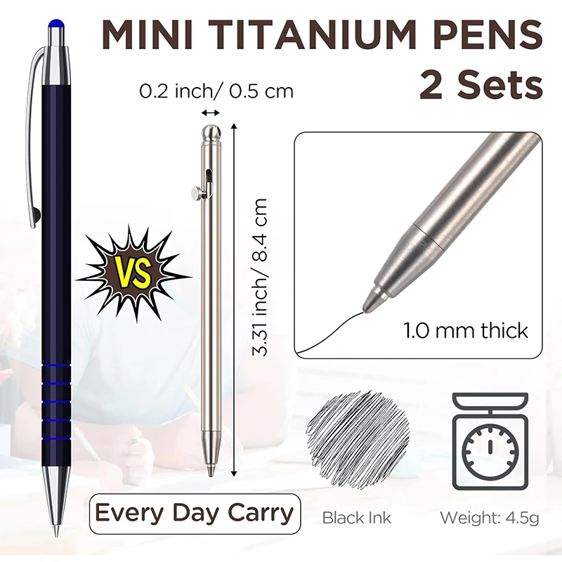 Creative Titanium Tactical Pen Mini Business Signature Ballpoint Pen Portable Outdoor Camping Hiking Travel EDC Keychain