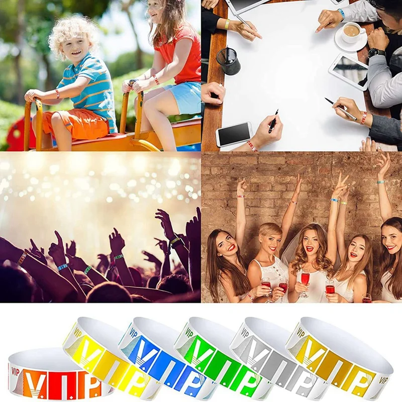 1200 حزمة VIP ورقة أساور VIP الأساور مقاوم للماء VIP الأساور النيون الملونة الأساور متنوعة للحفلات الأحداث