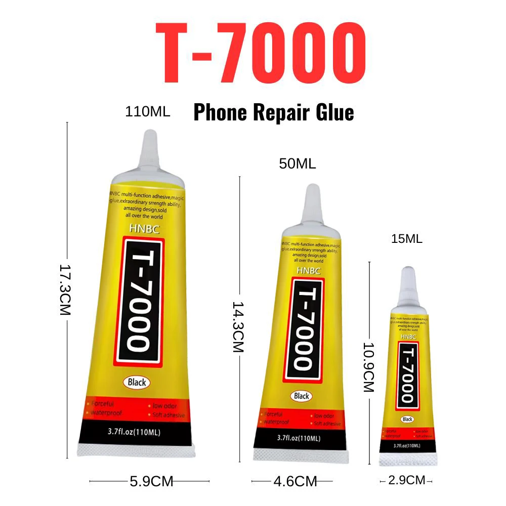 B7000 T7000 Clear Contact Phone Repair Adhesive Universal Glass Plastic DIY Glue B-7000 with Precision Applicator Black Glue