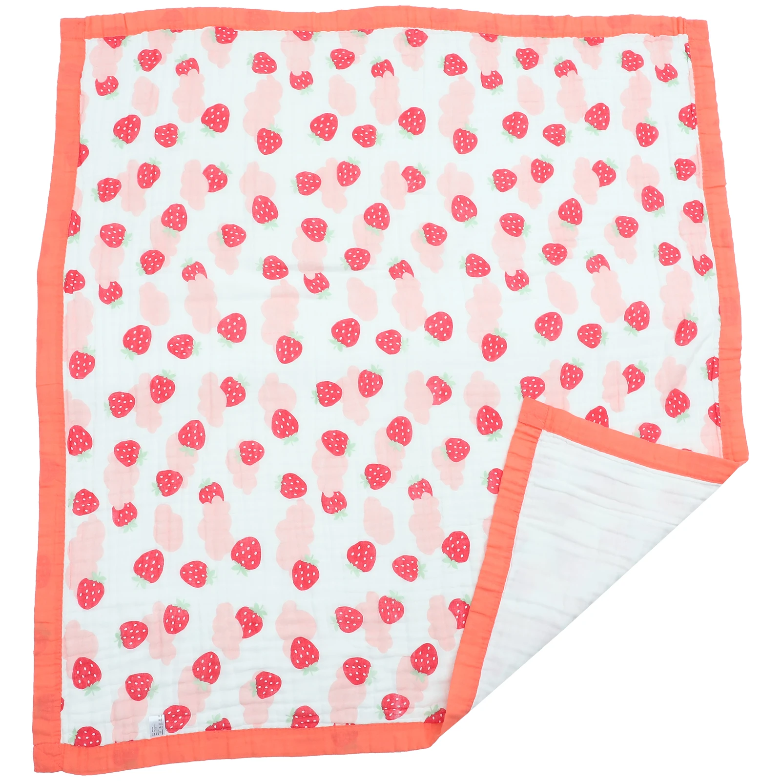 

Baby Bath Towel 110x100cm Cartoon Strawberry Print Cotton Soft Absorption Towel Multi functional Quilt Easy Cleaning Household