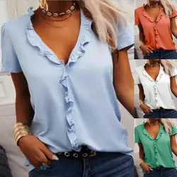 Elegant Shirt 2024 Summer Shirt Women's Top Short Sleeve Shirts Office Lady Pullover Blouses Blusas Y Camisas Женские Блузки