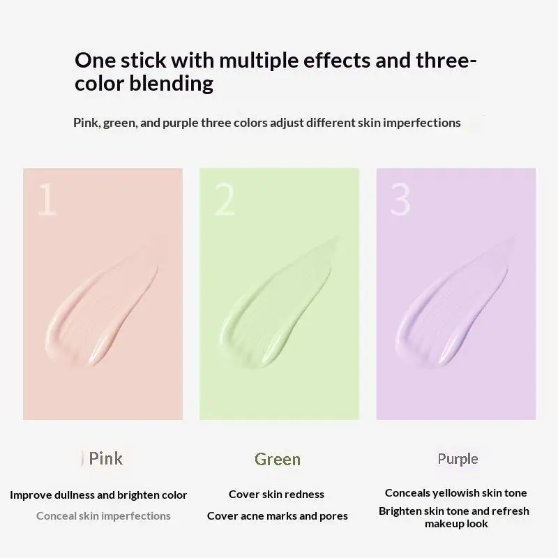 One-Step Three Color Spiral Contour Isolation Primer Moisturizing Cream Face Care Corrector Foundation Makeup Cosmetic