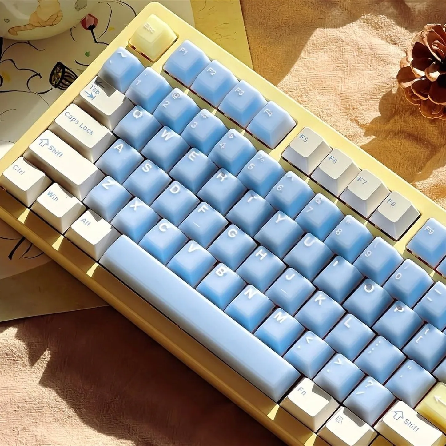 

164 Keys Cherry Profile ABS+PBT Double Shot Keycaps Sea Salt Soda Peach Oolong Semi Transparent Full Set for Mechanical Keyboard