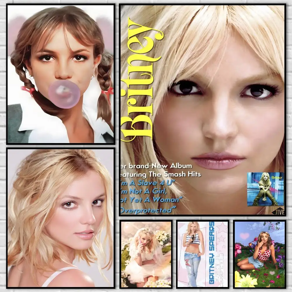 Singer B-Britney spears Poster Stickers HD Painting Self-Adhesive Modern Art for Bedroom Living Room Home Decor Wall Decals Gift