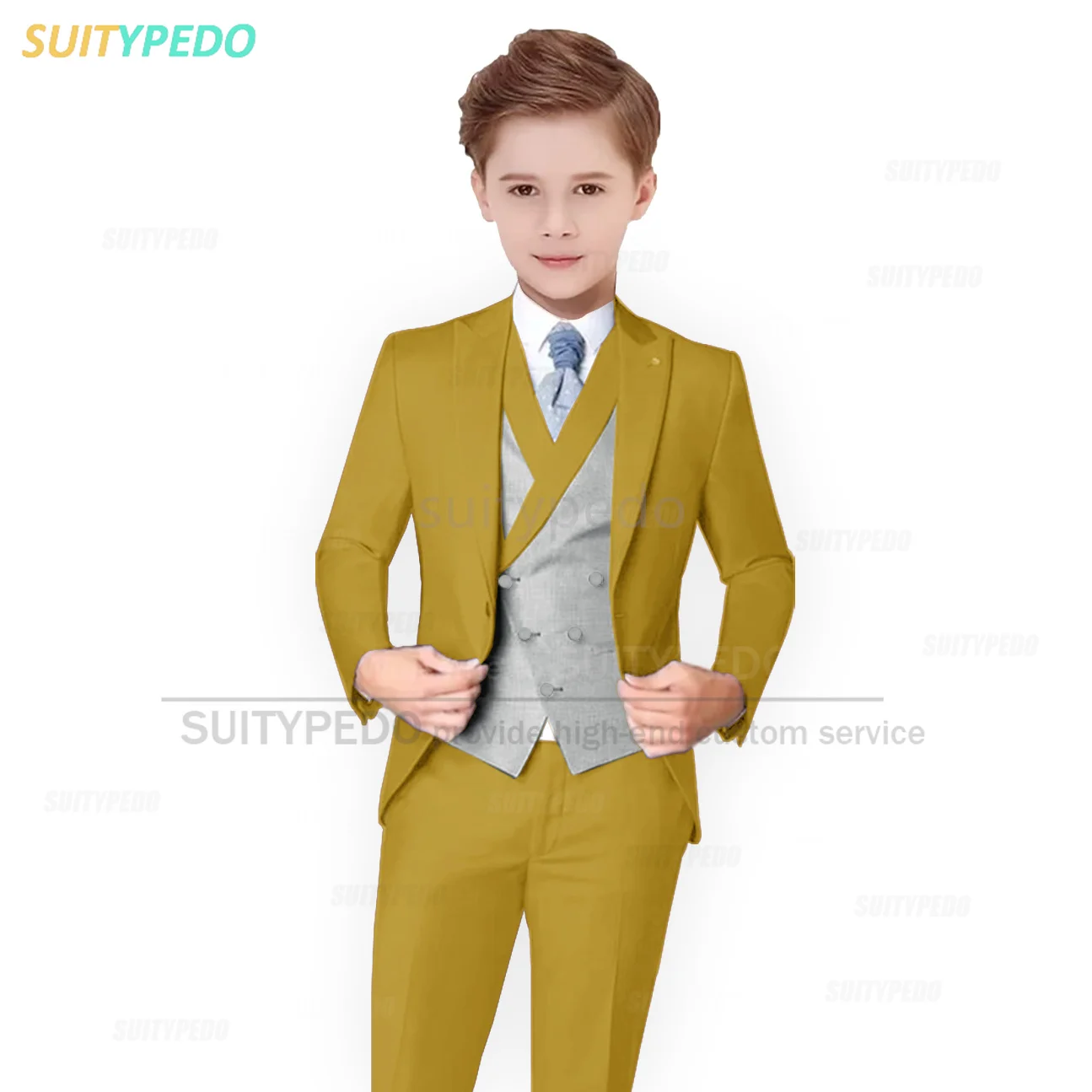 Big Boys Suit Sets Fashion Prom Elegant Blazer Vest Pants 3 Pieces Child Party Formal Outfits Luxury Flower Kids Wedding Tuxedos