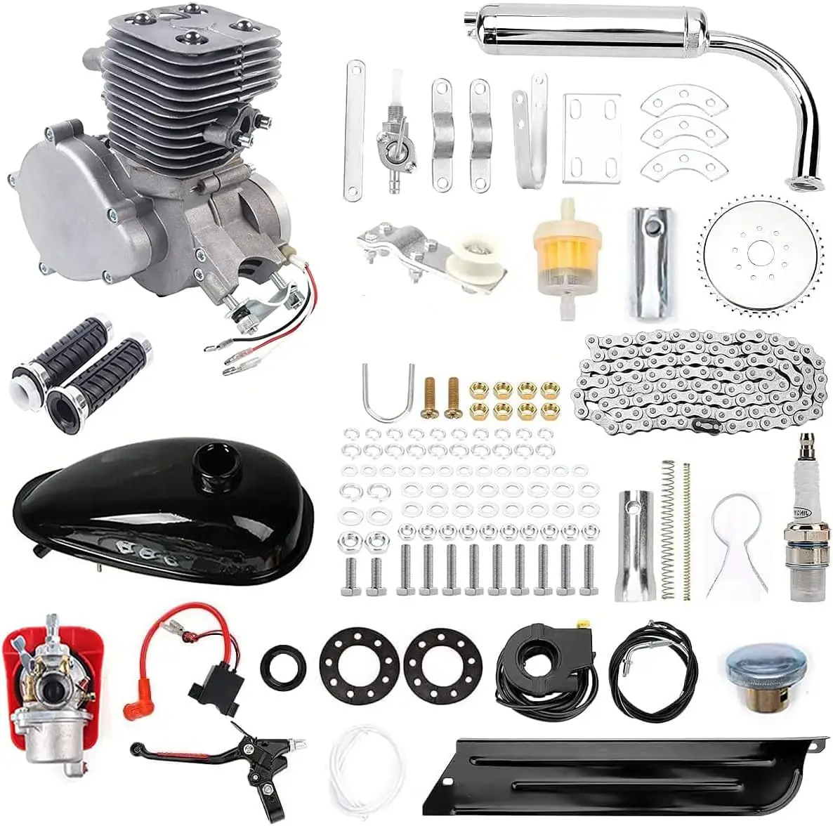 Kit motore per bicicletta 100cc Kit motore per bicicletta motorizzato a 2 tempi Kit motore motore a benzina con raffreddamento ad aria adatto per 26 -28 biciclette 2022