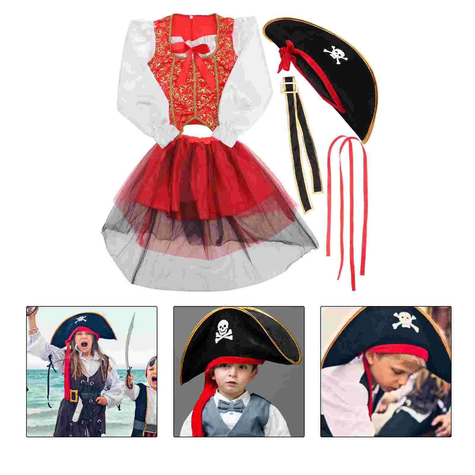 

4 Pcs Halloween Costumes for Kids Pirate Cosplay Outfit Hallowen Christmas Clothing Child