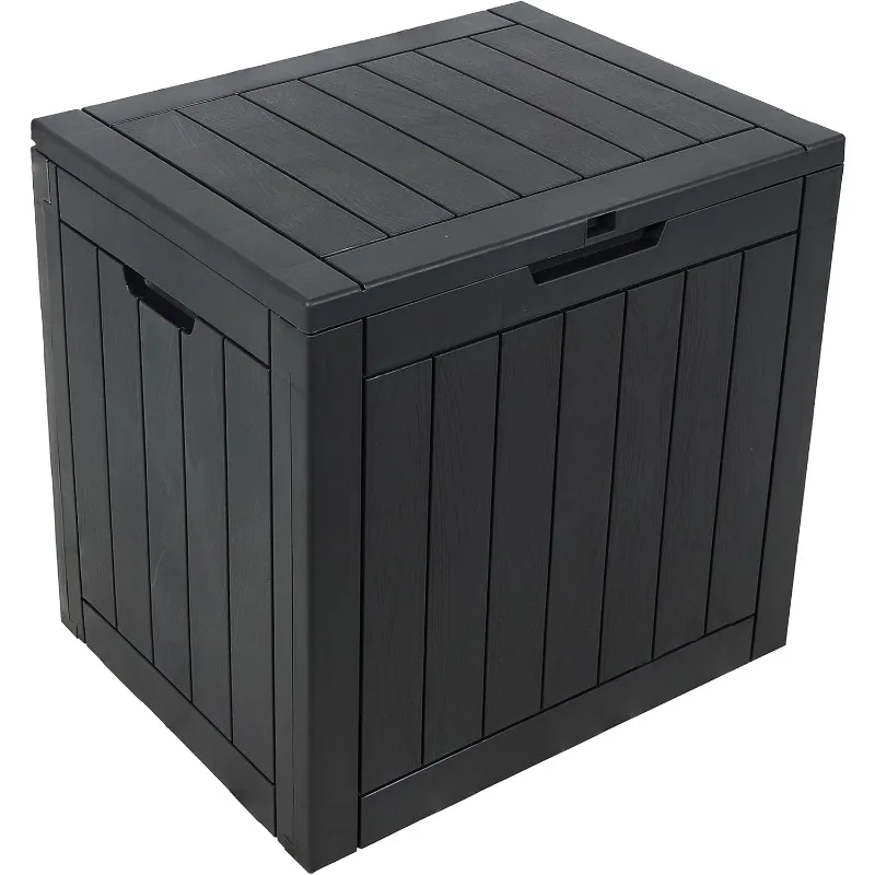 Outdoor Deck Box - Lockable Package Delivery Box - Weather-Resistant Outdoor Storage Bin - 32-Gallon Faux Plank