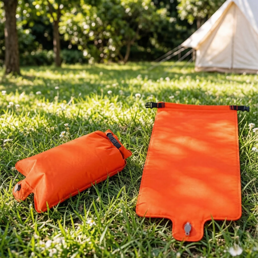 Portable Press Pump Inflatable Sleeping Pad for Tent Camping, Air Cushion Mat with Scratch Proof Fabric, Sturdy Durable Gear