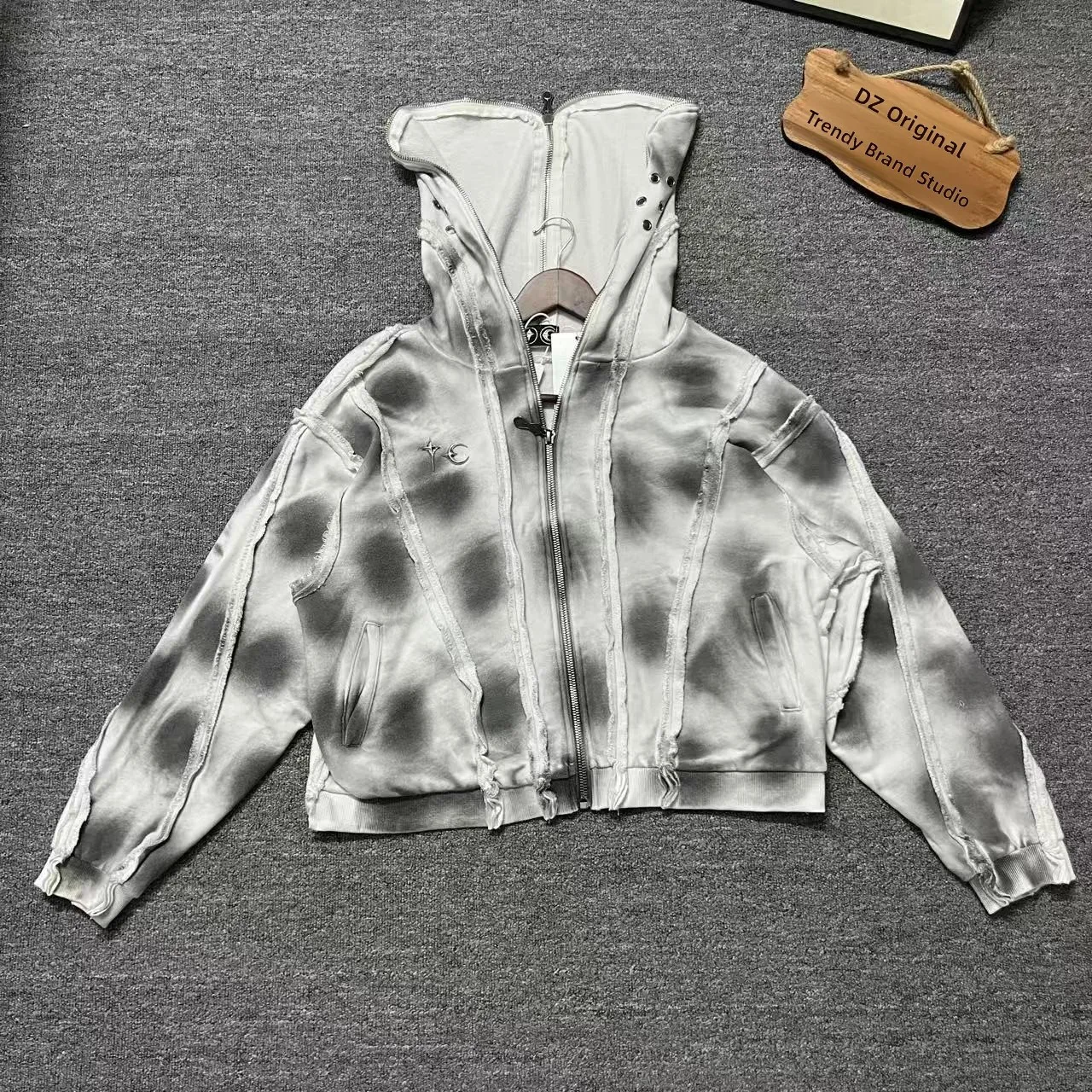 

Waed out Basic Hoodie Zipper Sweatirt Metal Decorated ex Casual Wear Long Sve Organic Cotton Hooded Jaet