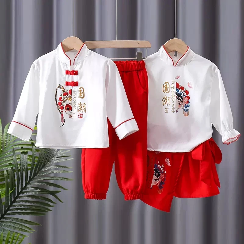 Hanbok Boy and Girls New Ancient Costume Jacket Chinese Style Schoolboy Three Character Classic Children's Performance Clothes