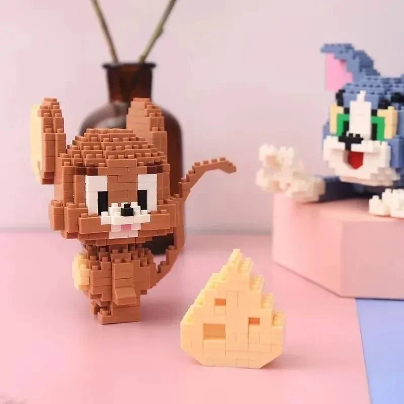 Ute Katze und schelm ische Maus Kinder Baustein Spielzeug Mini Ziegel 3d Modell Kinder Erwachsenen Geschenk