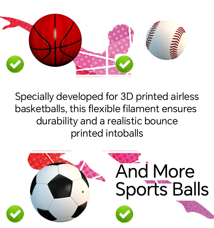 Flexible Filament PEBA Filament 1.75mm Developed Specifically for 3D printed airless basketballs